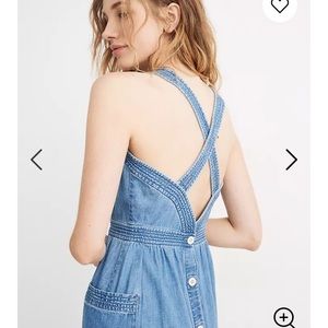 NWOT denim apron midi dress